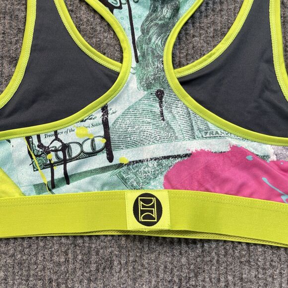 PSD Womens Size XL Sports Bra Neon Green Pink Money Bill Bra Size 36DD-40C NEW - Picture 10 of 12